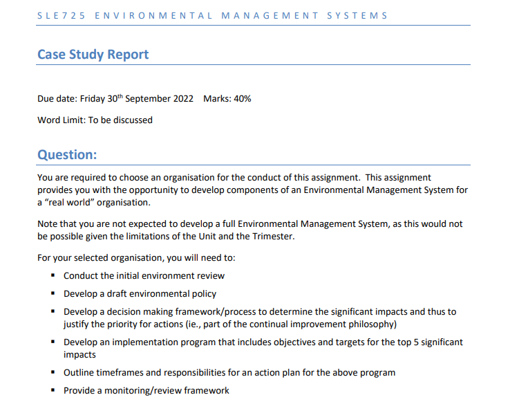SLE725 Environmental Management System Sample Paper-1