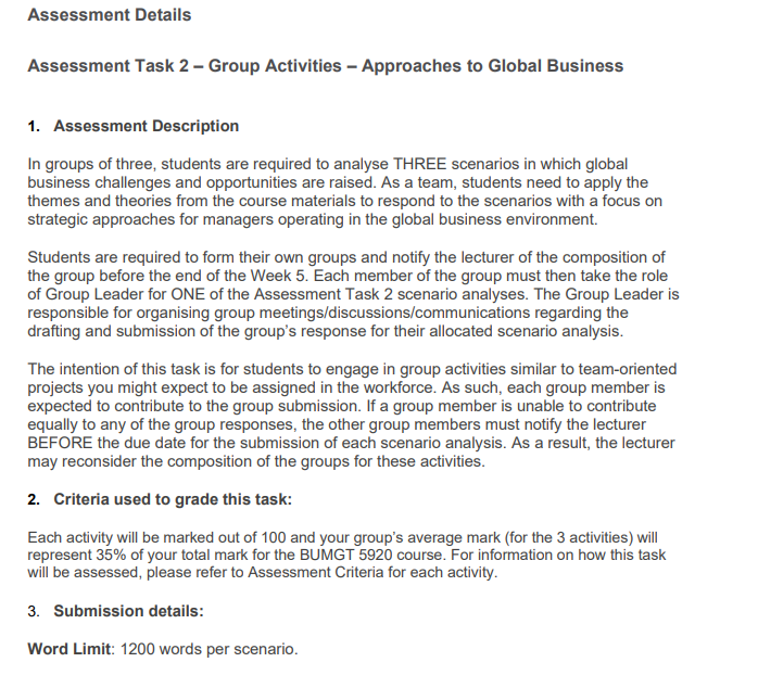 BUMGT 5920 Management in a Global Business Environment Sample Paper-1